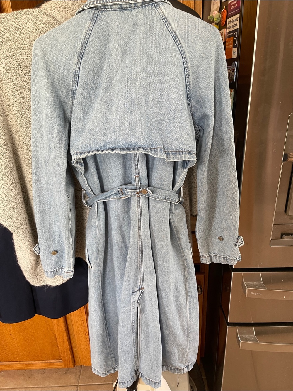 Universal Thread Denim Trench Coat Small Long Jacket Western - Picture 7 of 11